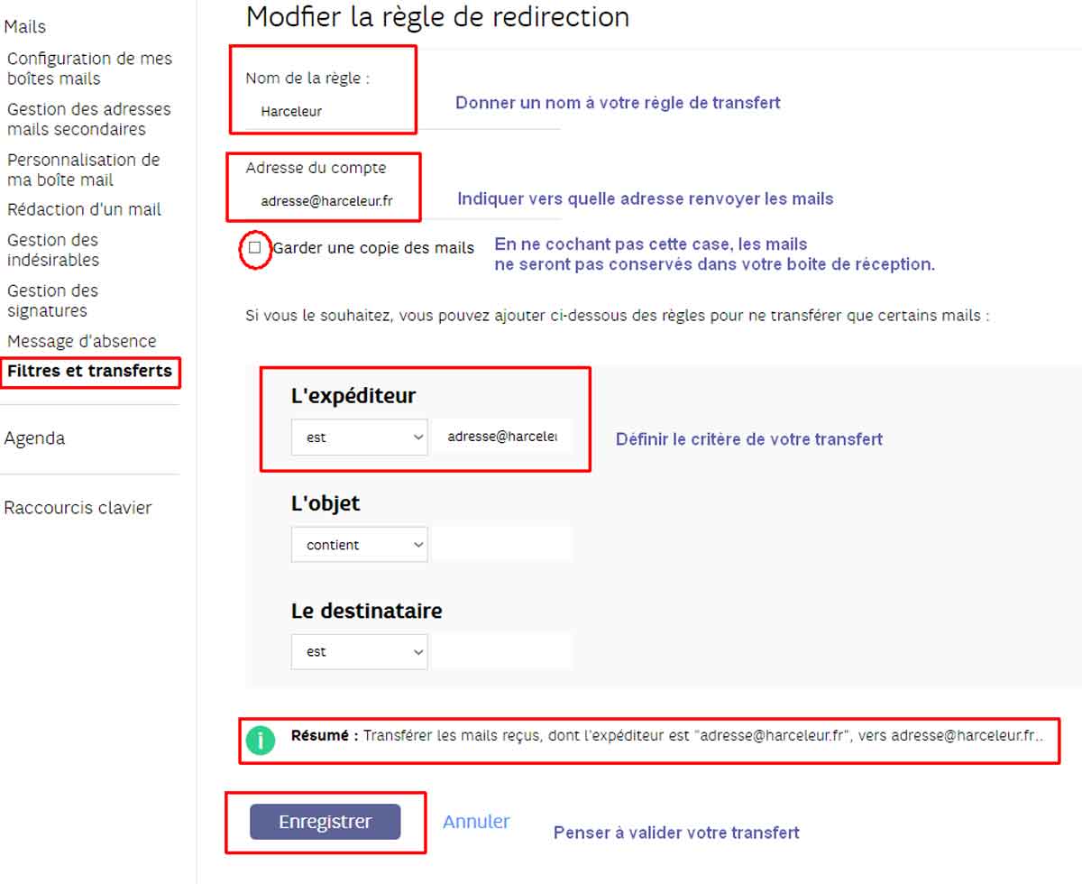 Gérer spam sur SFR mail