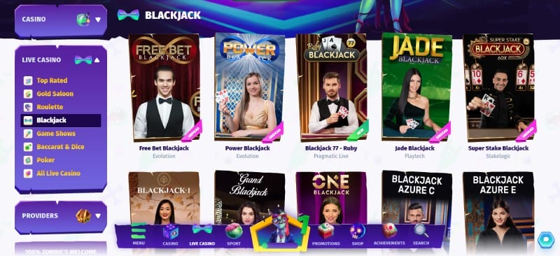 Jeux de Blackjack Casombie