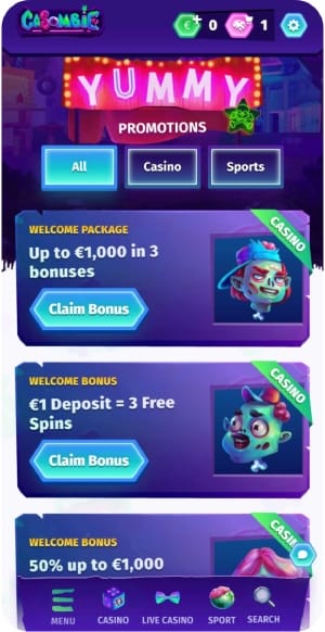 Casombie Mobile Bonus