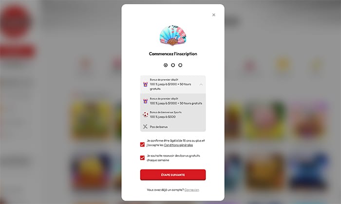 Sushi Casino Sélectionnez votre bonus et votre dépôt