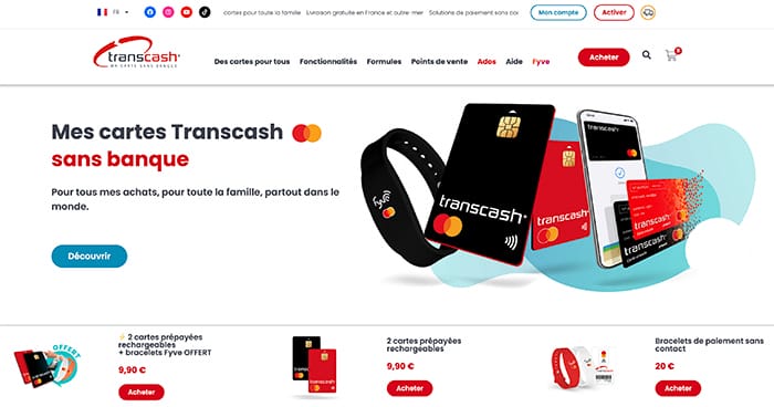 page d'accueil de transcash