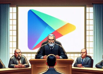 Google vs Epic Games: A Legal Battle Over App Store Reforms, Concept art for illustrative purpose, tags: défend contre - Monok